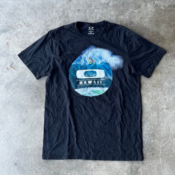 OAKLEY SOFTWARE HAWAII SURFING SHIRT MENS LARGE BLACK MODERN - Picture 1 of 5